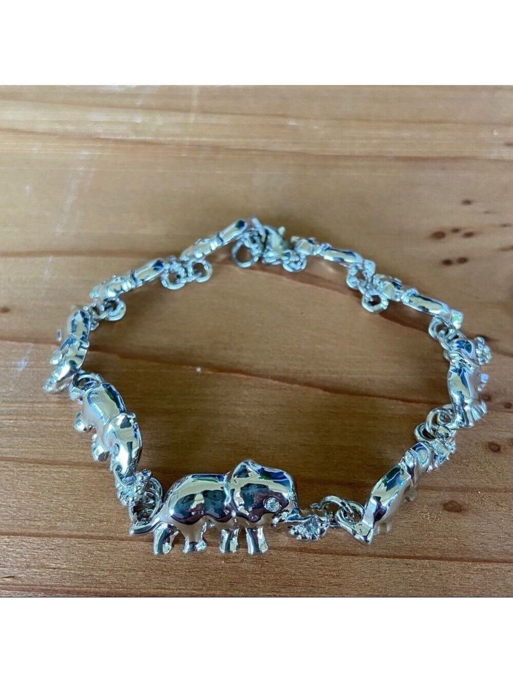 Swarovski Crystals Elephant Walk Silver Bracelet